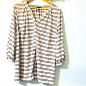 Lane Bryant White and Black Striped Blouse